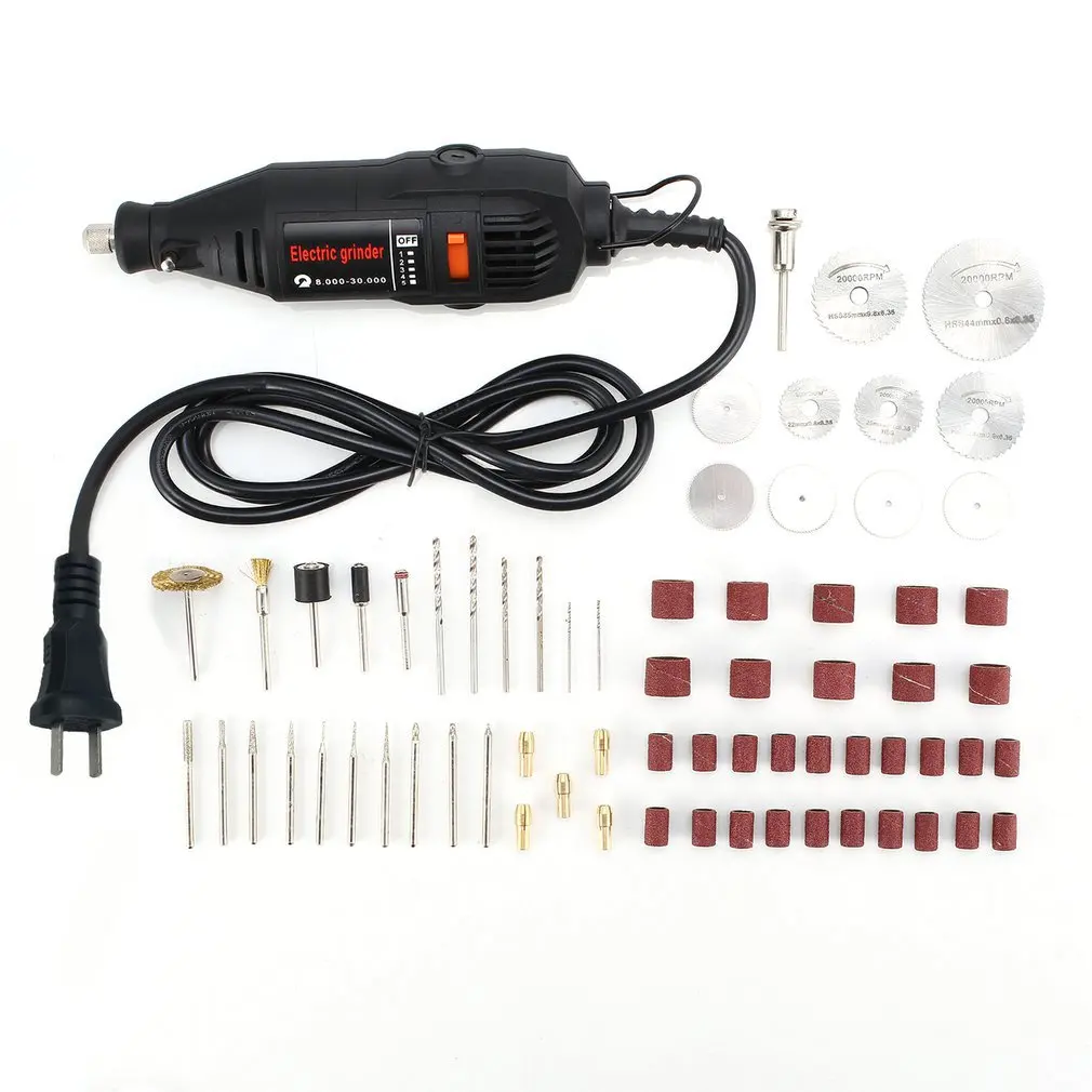 

Electric Drill Mini Grinder Variable Speed Drilling Engraving DIY Power Rotary Tool Kit Engraver Pen with HSS Cutting Discs