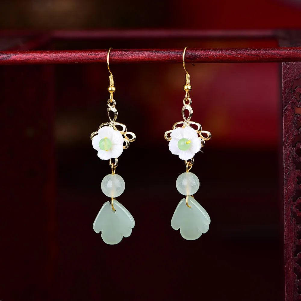 

Fashion Trend Personality Retro Eardrop Simple Temperament Fresh Fairy Earrings Chinese Style Coloured Glaze Flower Earrings
