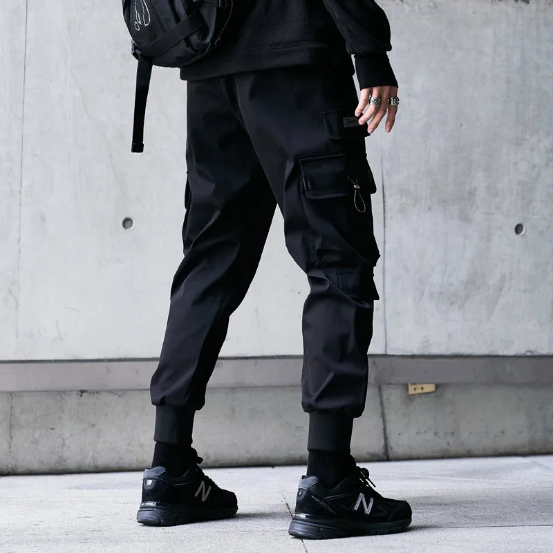Men Hip Hop Cargo Pants Fashion Harajuku Harem Pant Black Streetwear Joggers Sweatpant Multi-Pocket Casual