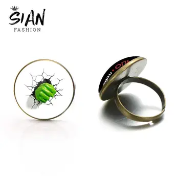 

SIAN Special Forces Art Photoes Rings Bronze Silver Plated Good Quality Men Women Rings USSR Glass Cabochon Novlty Birthday Gift