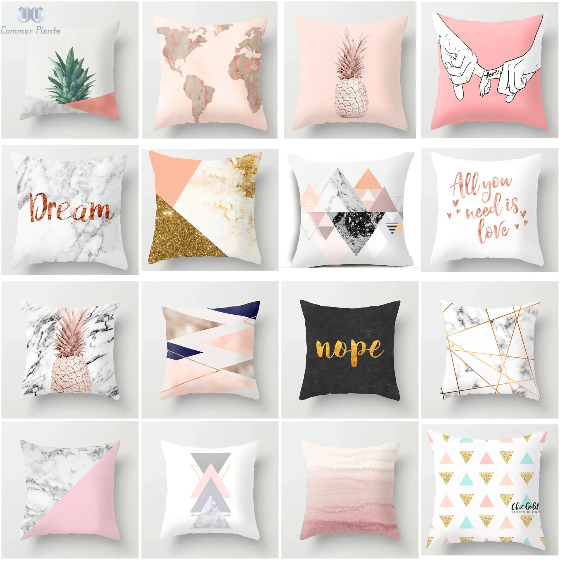 

45*45CM Cushion Cover Tropic Decorative Throw Pillow Covers Pink Geometric Nordic Polyester Pillow Case For Sofa Car Home Decor