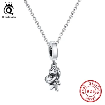 

ORSA JEWELS 925 Sterling Silver Silver Charm Necklace Elegant Princess Heart Design AAAA Zirconia Pendant For Girls Gift CB13