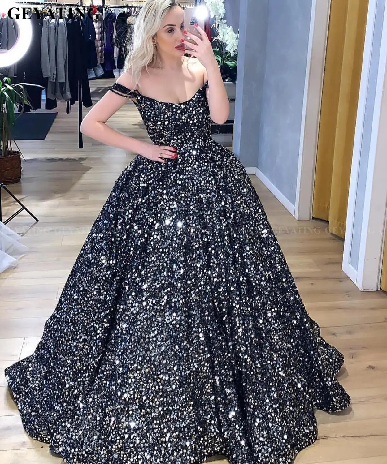 sparkly black evening dress