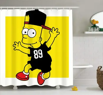

Funny Character Polyester Waterproof Bath Curtain Simpson Print Cartoon Kid Bathroom Decor Shower Curtains with Hooks 180x200cm