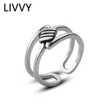 LIVVY Minimalist Geometric Wave Ring Real 925 Sterling Silver Fine Jewelry For Charm Women Birthday party Accessories Gift Trend
