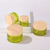 50pcs 10-50G Olive Green Mini Glass Empty Jar Pot Cosmetic Makeup Inner Lid Face Cream Lip Balm Container My Refillable Bottles 1