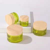 50pcs 10-50G Olive Green Mini Glass Empty Jar Pot Cosmetic Makeup Inner Lid Face Cream Lip Balm Container My Refillable Bottles 1
