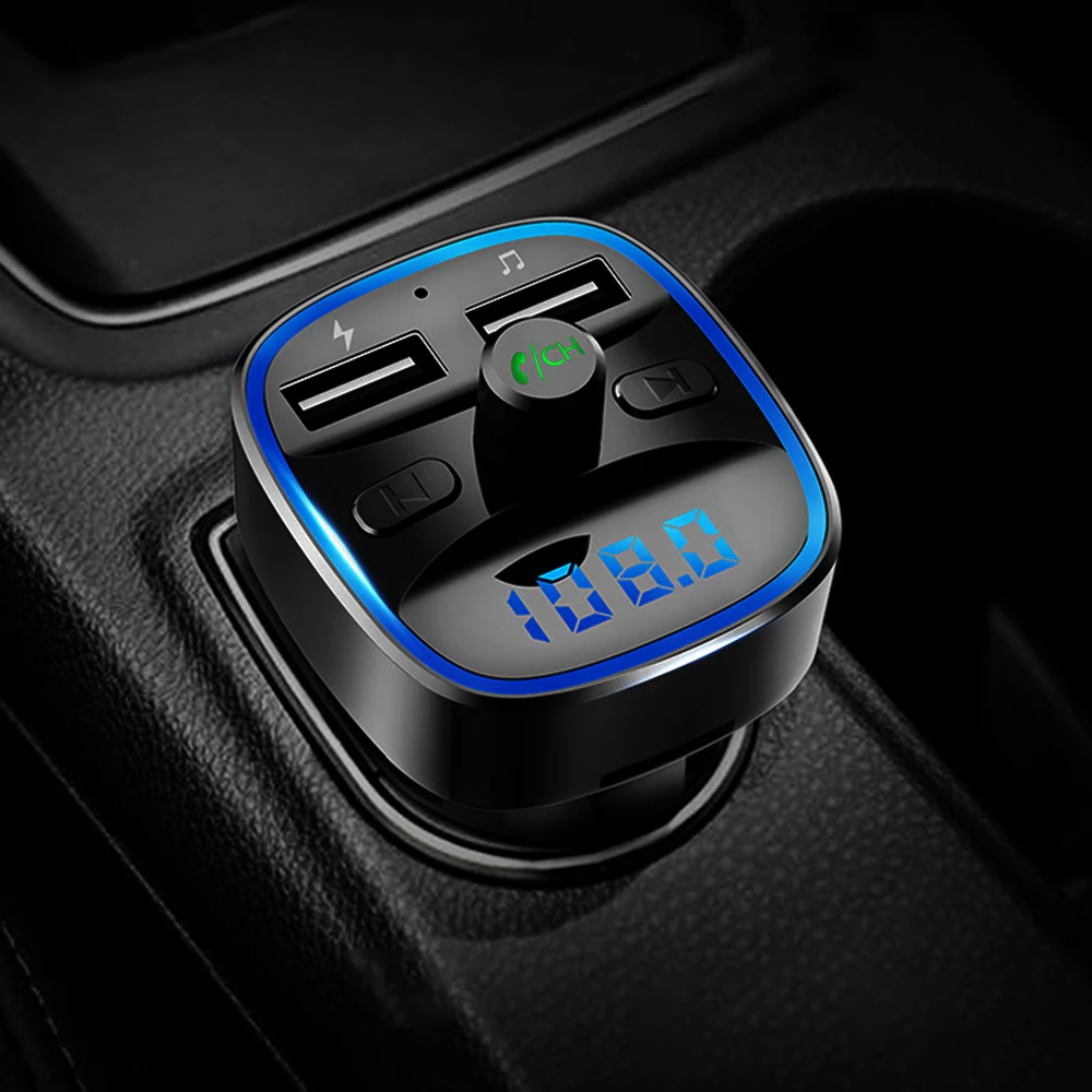 Автомобильный fm-передатчик, Bluetooth 5,0, MP3 плеер, двойной USB, быстрое зарядное устройство, ЖК-дисплей, прикуриватель, адаптер, поддержка, Прямая поставка