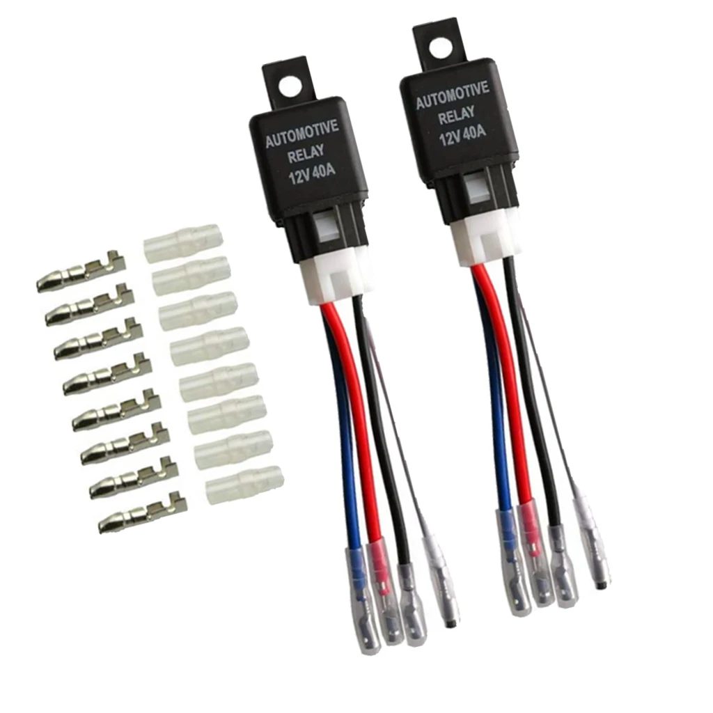 2 Pack Car Relay Harness Set with Sockets Color-Labeled Wires 12V 40A 4 Pin SPST for Automotive Van Motorcycle Boat | Обустройство
