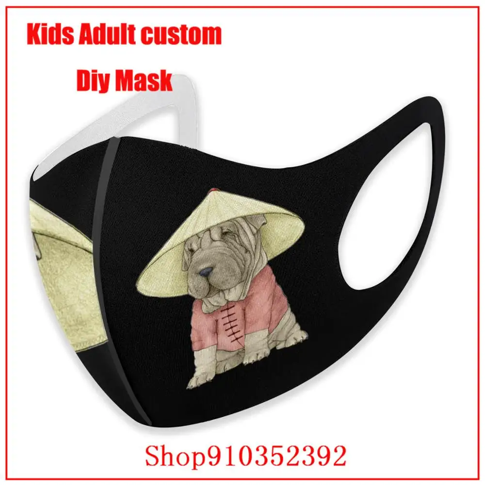 Маска для лица Shar Pei DIY модная маска s Тканевая Защитная pm2.5 Забавный паттем принт