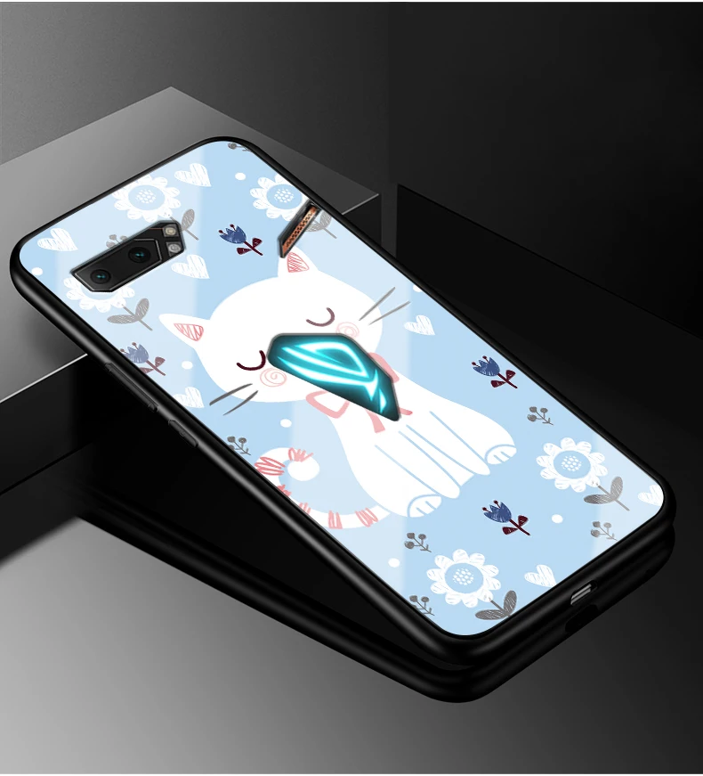 Для Asus ROG Phone II ZS660KL чехол силиконовый бампер жесткая стеклянная задняя крышка для Asus ROG Phone 2 ZS660KL Gaming Phone2 - Цвет: 9