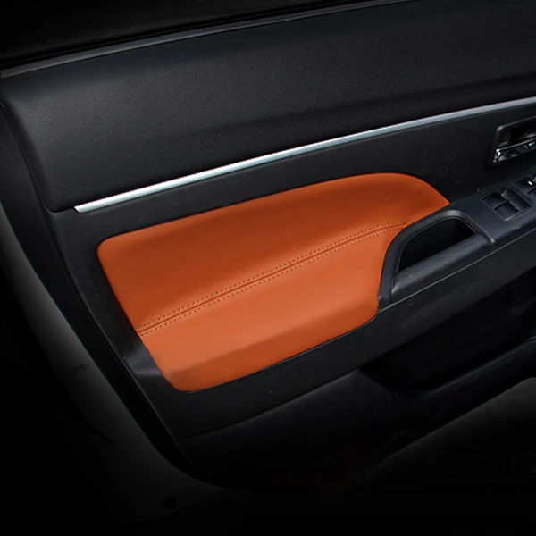 Для Mitsubishi ASX 2013 4 шт./компл. автомобильные дверные ручки подлокотник Панель чехол из кожи на основе микроволокна - Название цвета: 4x Brown -Brown line