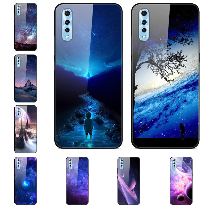 Окрашенная стеклянная крышка для Vivo V17 neo чехол силиконовый бампер закаленный ЧЕХОЛ ДЛЯ Vivo Y7S Z5 крышка для Vivo S1 чехол Funda S 1 Capas
