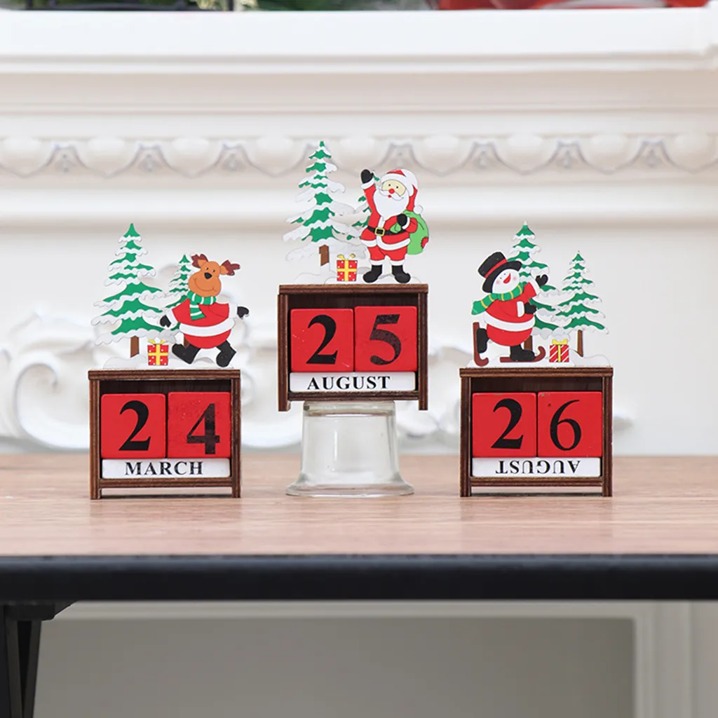 Christmas Calendar Decorations European Pastoral Craft Wooden Creative Ornaments Calendar