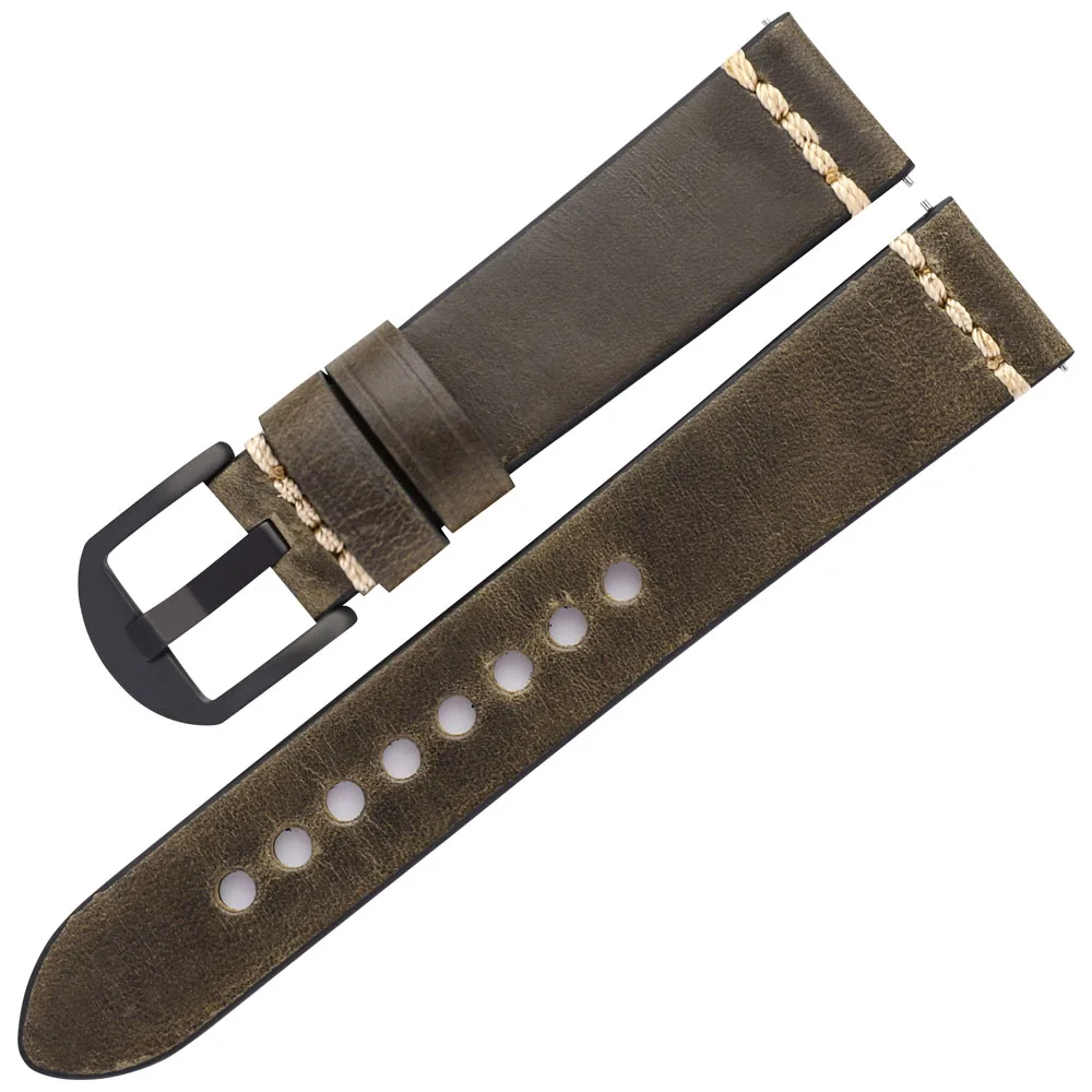 Men Luxurious Cowhide Watchbands 20mm 22mm Oil Wax Leather Watch Bracelet Straps For Panerai Watch Accessories