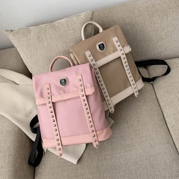 

The new fashion soft leather backpack for women, the Korean version of the trend rivet backpack for women's leisure travel