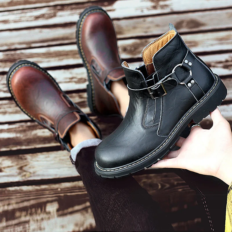 

Martin Boots Men's 2019 Autumn & Winter New Style Men's Boot Milled Leather Boots High Shoes Retro Trend England Workwear Boots