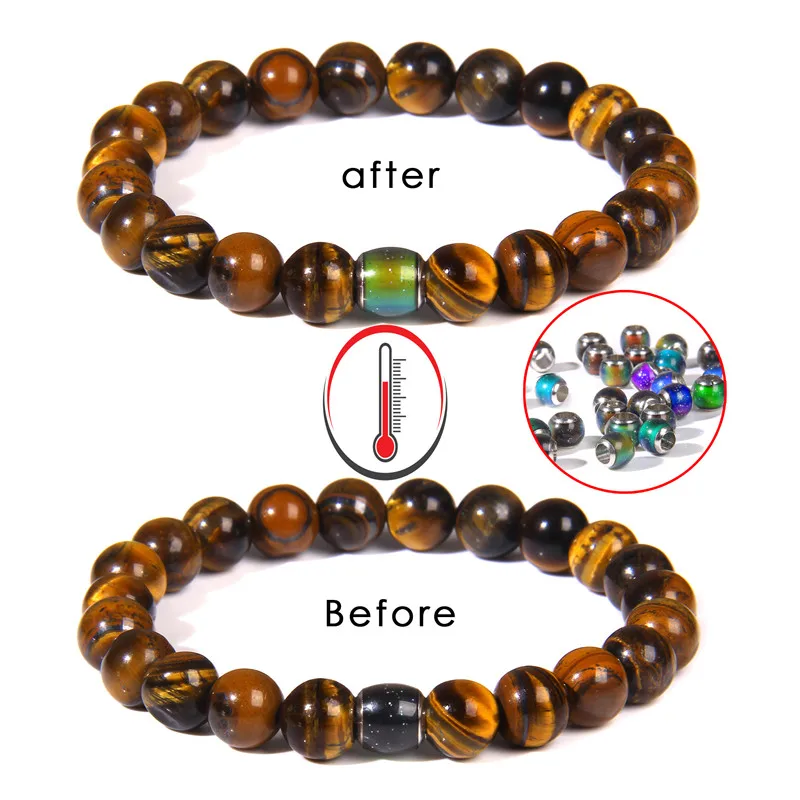 Changing Color Bracelet Fashion Natural Stone Beads Bracelets For Women Men Mood Emotion Feeling Temperature Jewelry Wholesale
