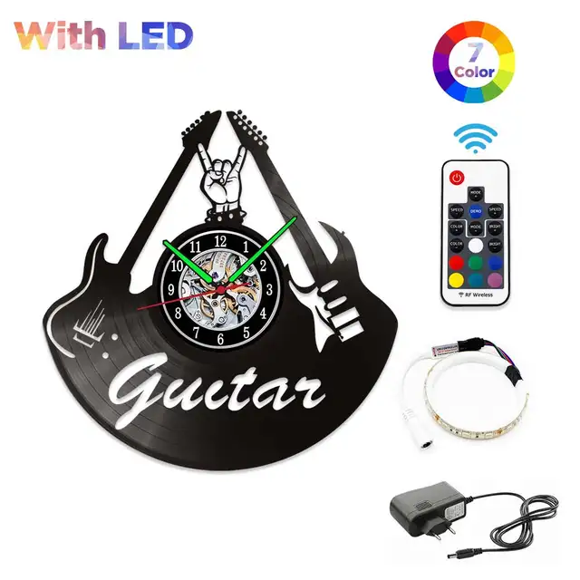 MCDFL Vinyl Record Wall Clock Modern Design Home Living Room Decoration Watch Clocks Object House Minimalist Decor Accessories W1422-With LED