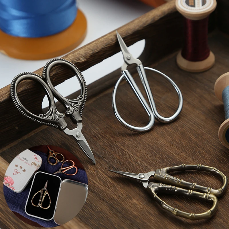 Tin Box Packaging Sewing Thread Scissors Stainless Steel Vintage Mini Scissors Sewing Tools Small Embroidery | sewing scissors,sewing supplies