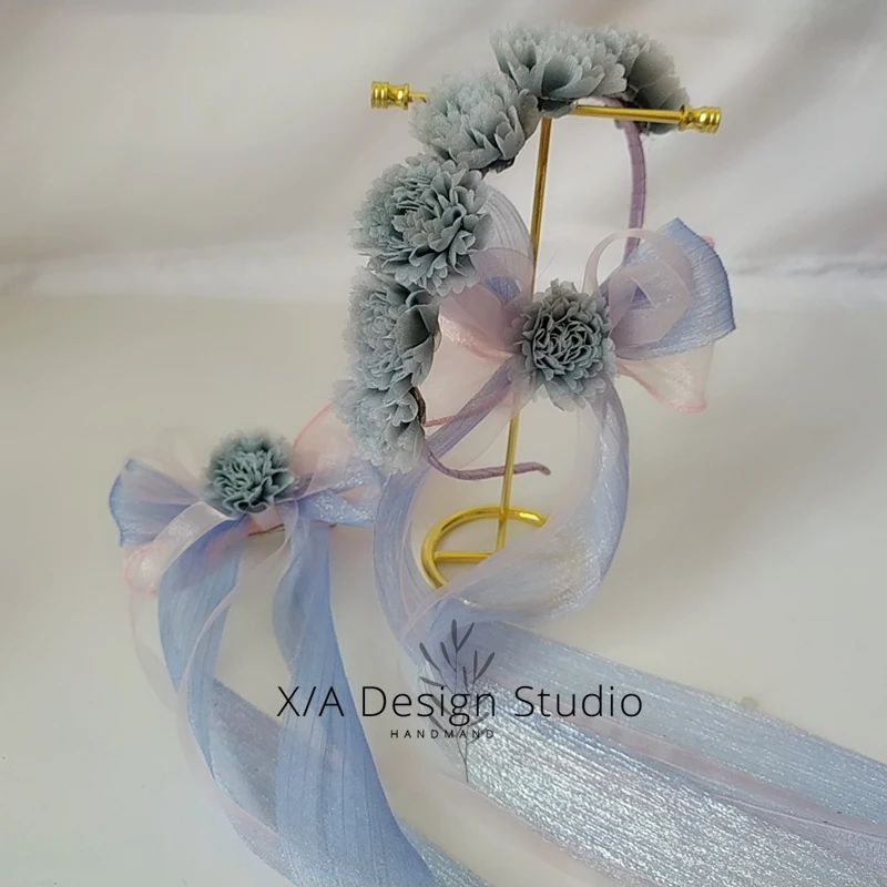 Gray Pink Blue KC A Волосы "Лолита" аксессуары вишневые цветы KC заколка для прически маленькая свежая маленькая фея бант ручной работы украшения для волос Косплей - Цвет: Gray Pink Blue KC A