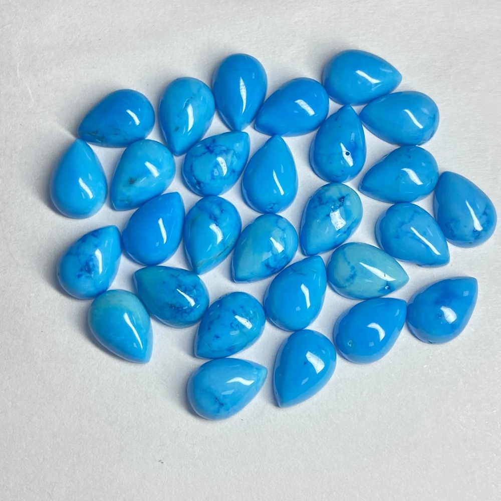 

Meisidian 7x10mm Loose Gemstone Flatback Cabochon Natural Blue Turquoise Stone