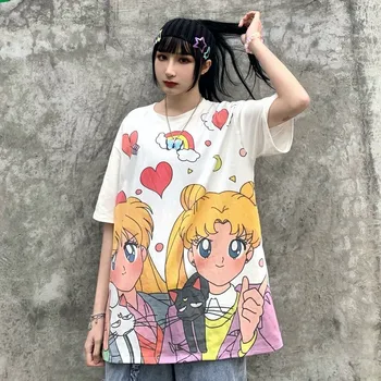 

NiceMix Harajuku tiktok clothes t shirt anime short sleeve streetwear women clothing tops preppy Korean summer new o-neck tshirt