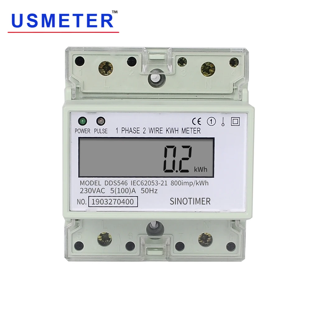

DDS546 Single Phase 230V 4P DIN Rail Electric Power Consumption Meter Energy Cost Meter Digital Watt Meter 100A 99999.9 kwh