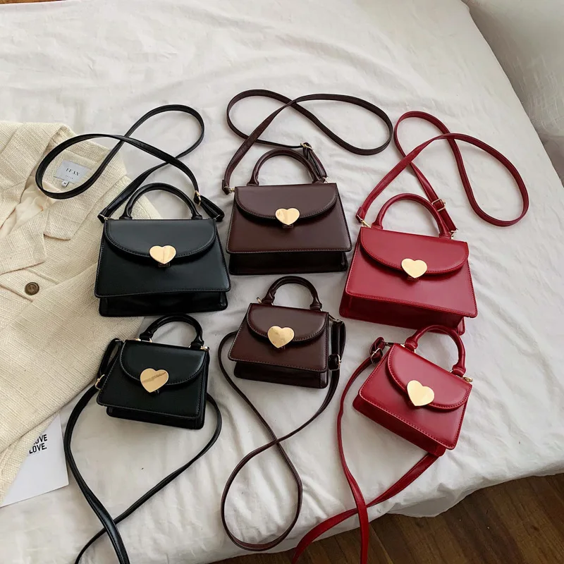 

Mini Bags2019 New Style Versitile Fashion Square Sling Bag GIRL'S Peach Heart Bag Crossbody Bag