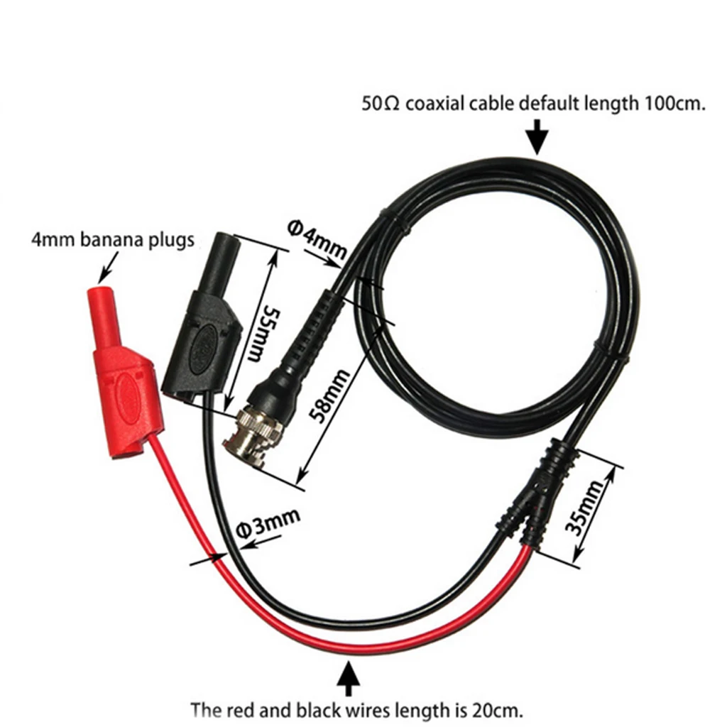 2pc BNC Q9 To Dual 4mm Stackable Shrouded Banana Plug Test Leads Probe Cable