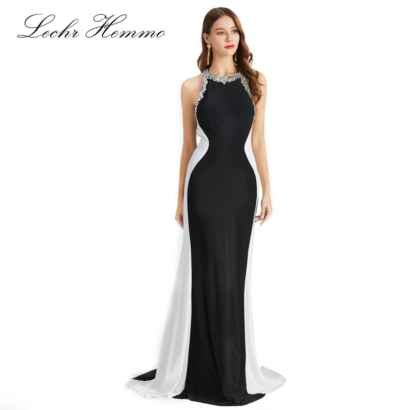 

2019 New Evening Dress Robes Contrast Color Matching Patchwork Long Dress Female Summer Fashion Sleeveless Evening Dress