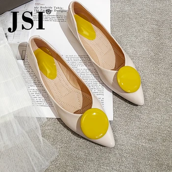 

JSI Women Shoes Pointed Toe Shallow Mixed Colors Fashion Ladies Shoes Patent Leather Spring Autumn Basic Women Flats jo331