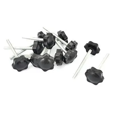 

M6 x 70mm Male Thread 32mm Star Head Dia Screw On Type Clamping Knob 12Pcs
