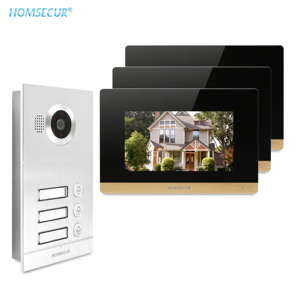 7inch Video&Audio Smart Doorbell with Recording & Snapshot 800TVL for 3 Apartment BC121-3S + BM716-G 7inch Video&Audio Smart Doorbell with Recording & Snapshot 800TVL for 3 Apartment BC121-3S + BM716-G