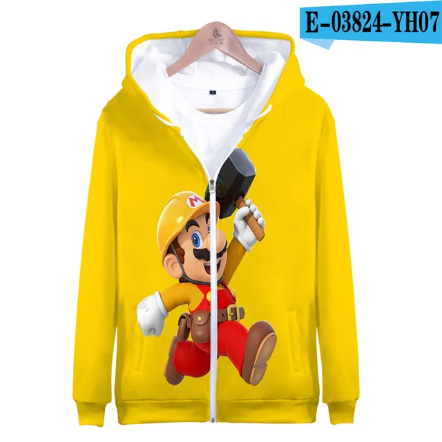 Супер Марио Bros. 3D Толстовка с капюшоном, флисовая толстовка Super Smash Bros, толстовки Harajuku, мужской спортивный костюм, хип-хоп куртка на молнии, пальто, одежда - Цвет: 3dLL-329