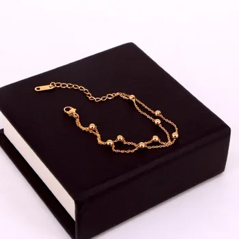 

Stainless Steel Multilayer Link Chains Round Ball Beaded Bracelets Gold Silver COLOR Adjustable Bracelets Bangles Collier