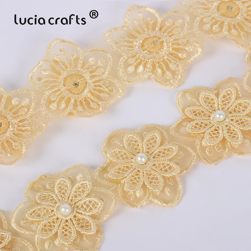 Lucia crafts, 1 год/партия, много вариантов, двойная вышивка, цветок с жемчугом, кружевные ленты, пошив одежды «сделай сам», аксессуары N0501