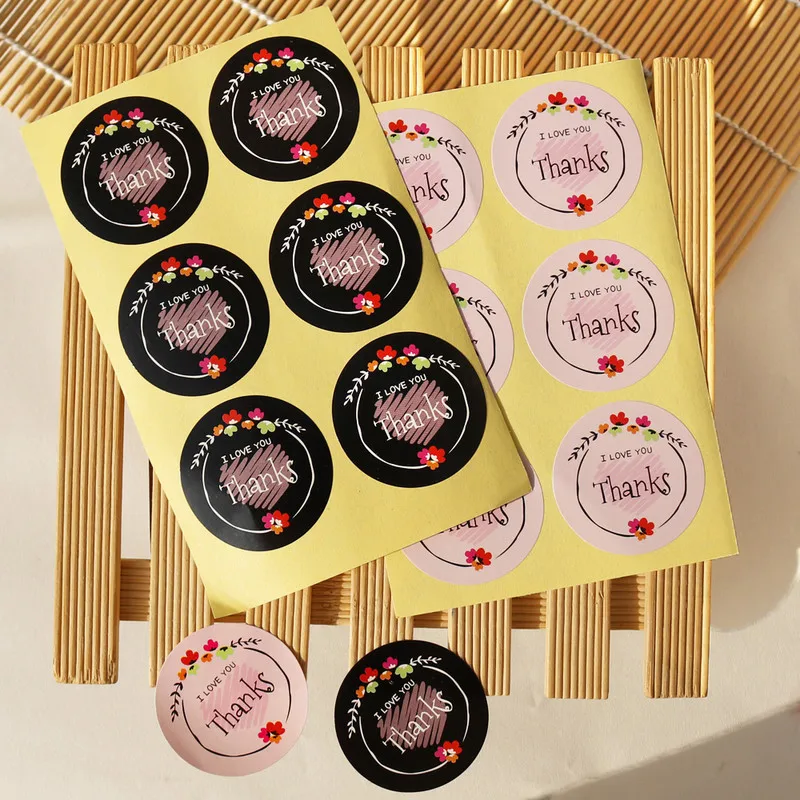 

120pcs/lot 4cm "Thanks"round flower sticker labels DIY Work Gift Baking Sticker Seal Labels For Gifts Creative Paper Sticker