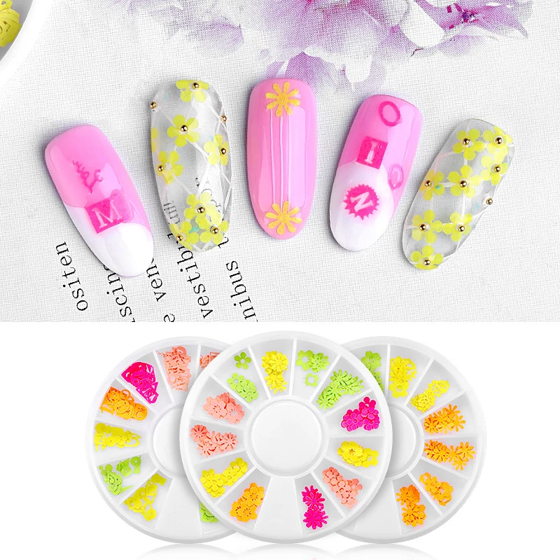 

ICYCHEER Acrylic Flowers Nail Decorations Mixed Natural Nail Dried Flower 3D Pressed Blossom Flower Leaf Slider Sticker Nail Art