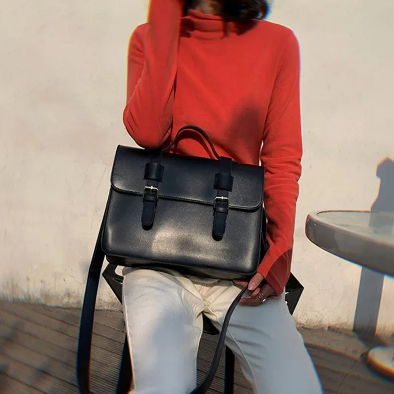 Luxury Vintage Korean Preppy Style Student School Bag Pu Leather Female Bags Ladies Big Buckle Messenger Handbag |