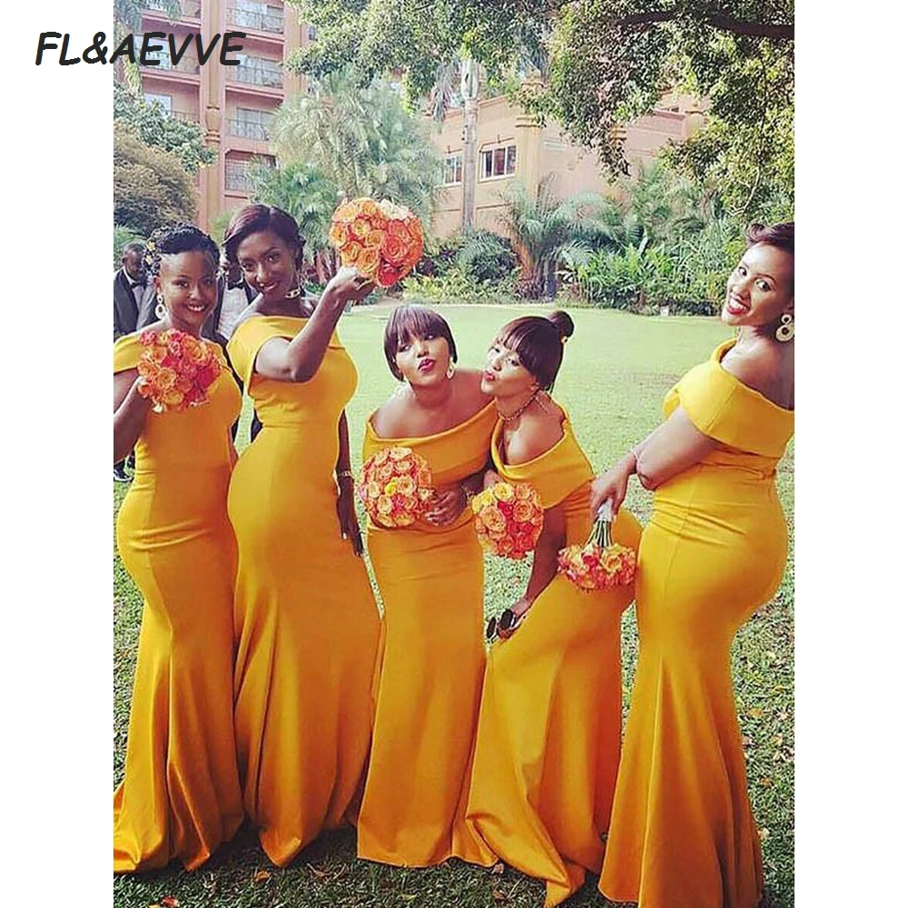 Trumpet Mermaid Sweep Train Sleeveless Off-the-Shoulder Satin Bridesmaid Dresses