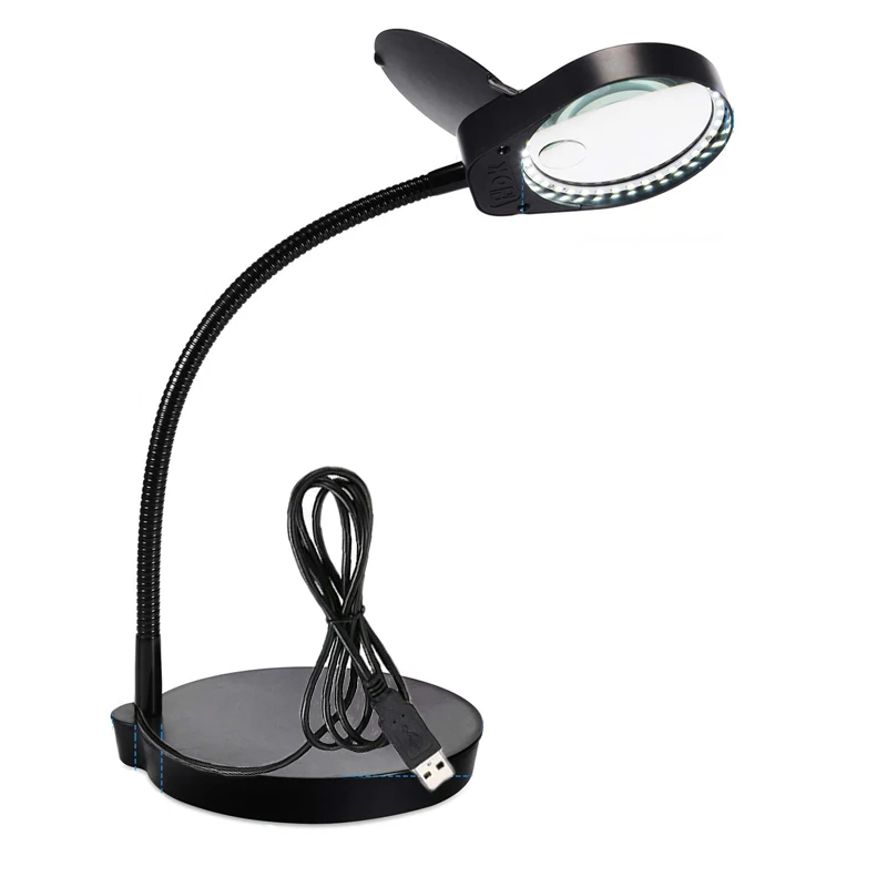 

2 in 1 Desktop Magnifier LED Desk Lamp with 5x Lens Bright Light Tool Repair Tools Magnifiers Loupe magnifying glass