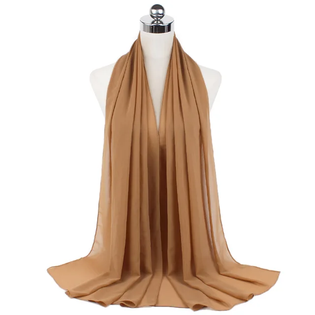 High Quality Good Stitching Stitch Plain Premium Heavy Chiffon Hijab Scarf Malaysian Women's Scarves Hijabs Long Shawl Shawls 34
