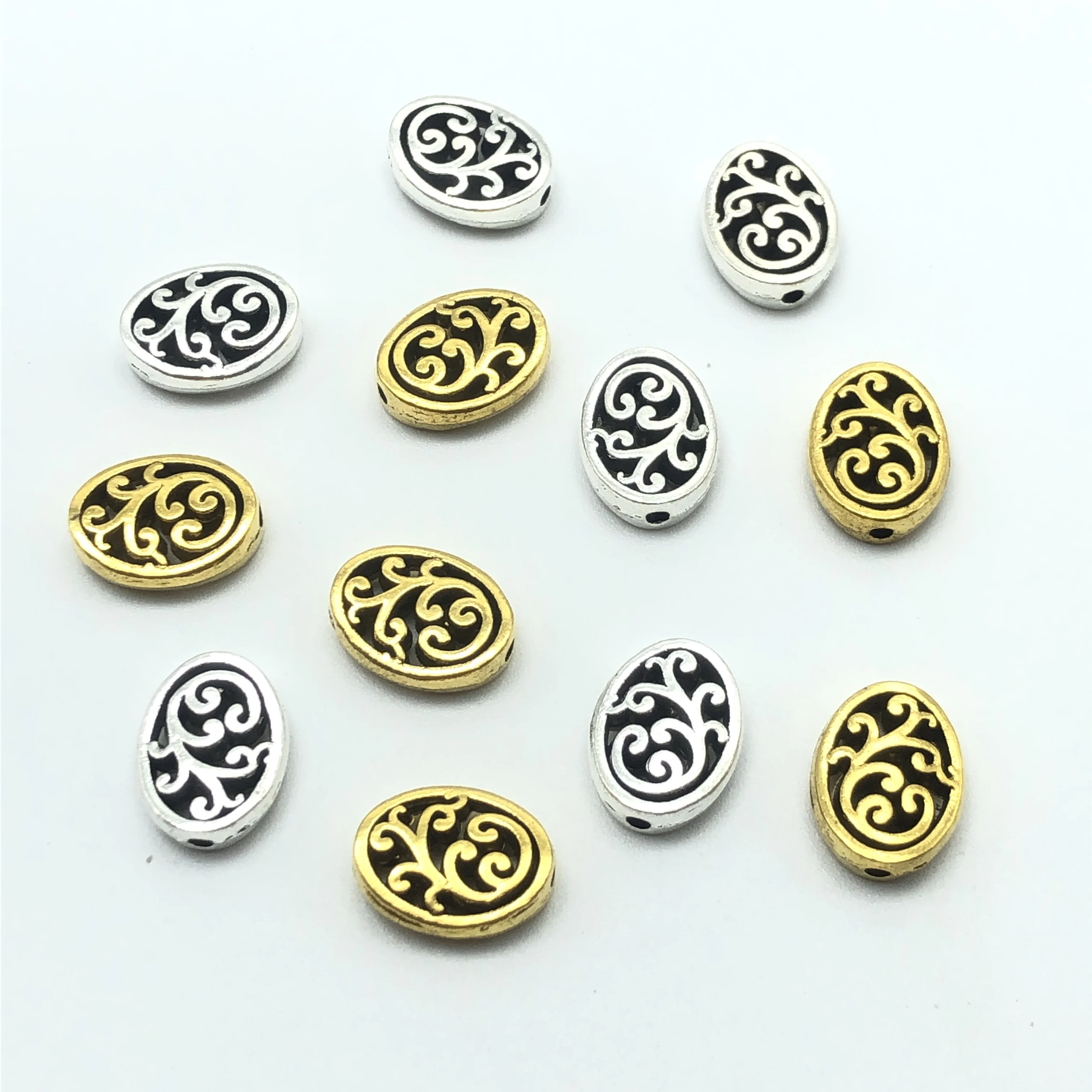 

20pcs charm carved hollow oval flat beads for jewelry making DIY handmade material accessories