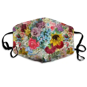 

Flowers Of Spring Summer Washable Reusable Mask, Cotton Anti Dust Half Face Mouth Mask For Kids Teens Men Women With