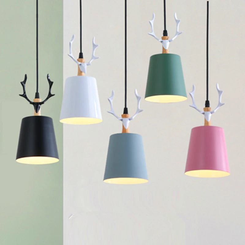 

Antler Chandelier LED Wood Resin Nordic Kitchen Dining Room Bedside Table Hanging Light Home Room Interior Decoration Lighting