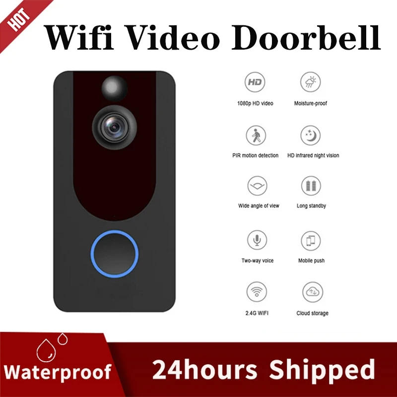 

Видеодомофон, Wi-Fi, электронный дверной видео звонок, мобильный телефон, водонепроницаемый