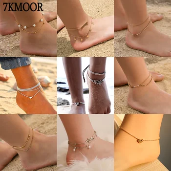 

Bohemian Multilayer Beads Anklets For Women Fashion Sequins Anklet Bracelet On Leg Summer Beach Anklet Set Female Foot Jewelry
