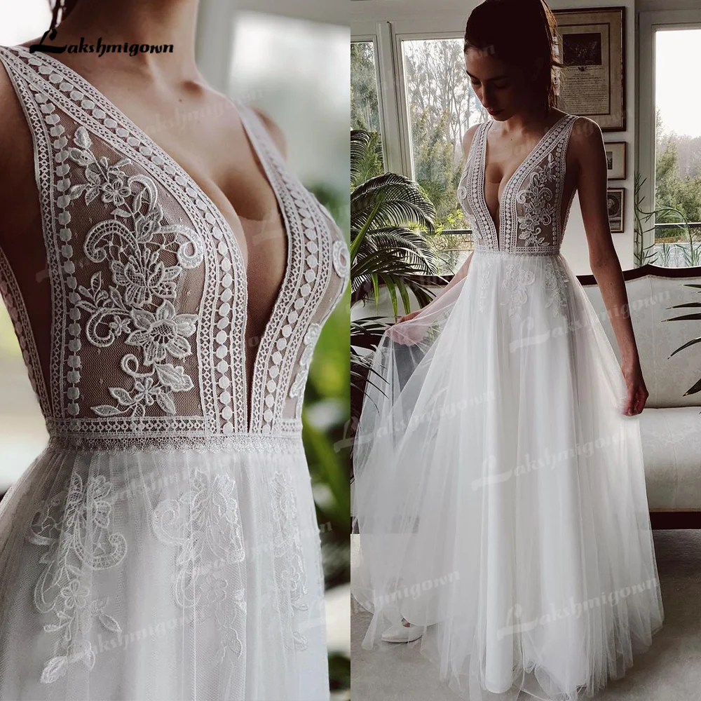 summer wedding guest dress Boho Embroidered Wedding Dresses for Women 2022 Bride A-Line Beach Floral Lace Wedding Gowns vestido de novia de tul Bridal Gown second hand wedding dresses