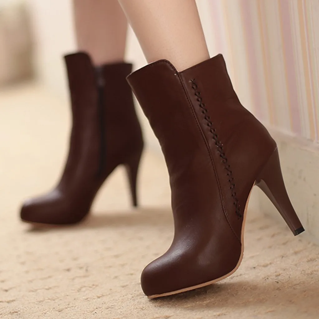 Женская обувь Модные ботинки zapatos de mujer женские кожаные однотонные полусапожки на
